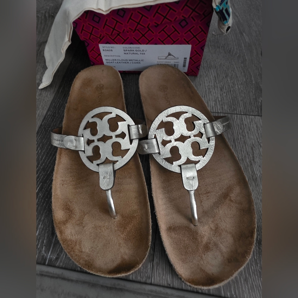 Tory Burch Cloud  Metallic Gold Sandals